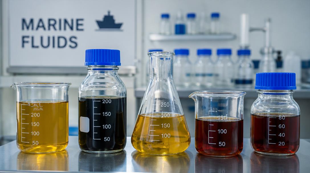 Laboratory style shot of industrial marine fluids